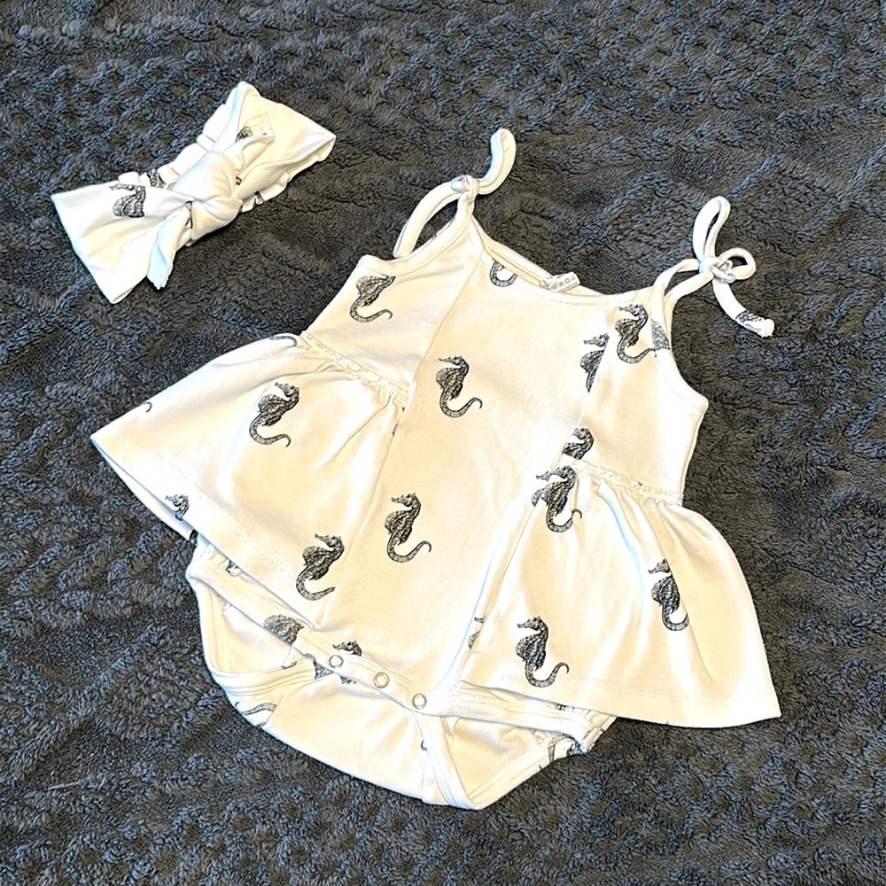 Kate Quinn 18-24 months Summer Seahorse 2pc dress & headband